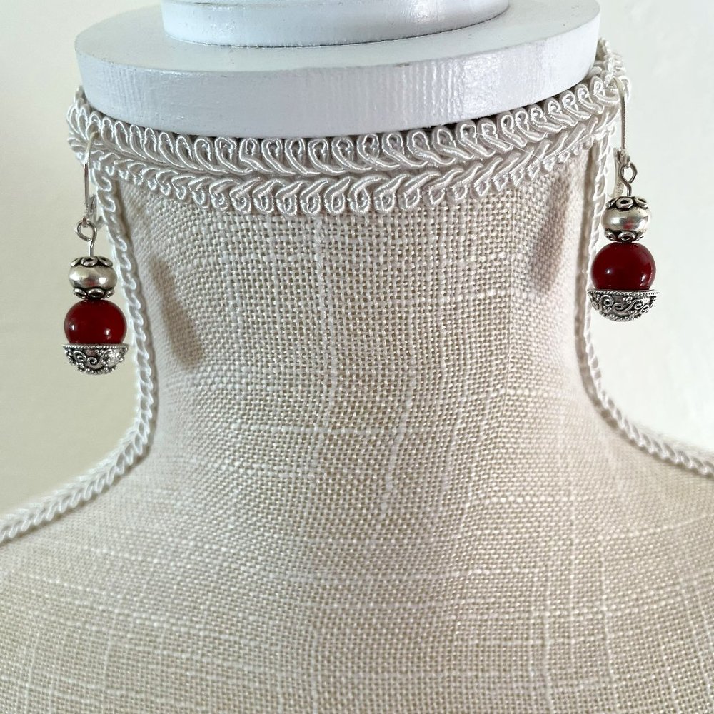 Red Agate Drops w/ .925 Findings